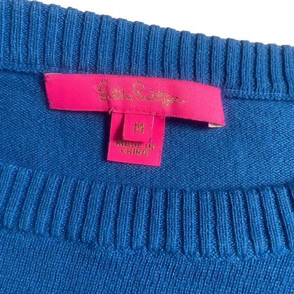 Lilly‎ Pulitzer Medium Lightweight Sweater Blue Round Neckline Long Sleeve - Picture 2 of 6